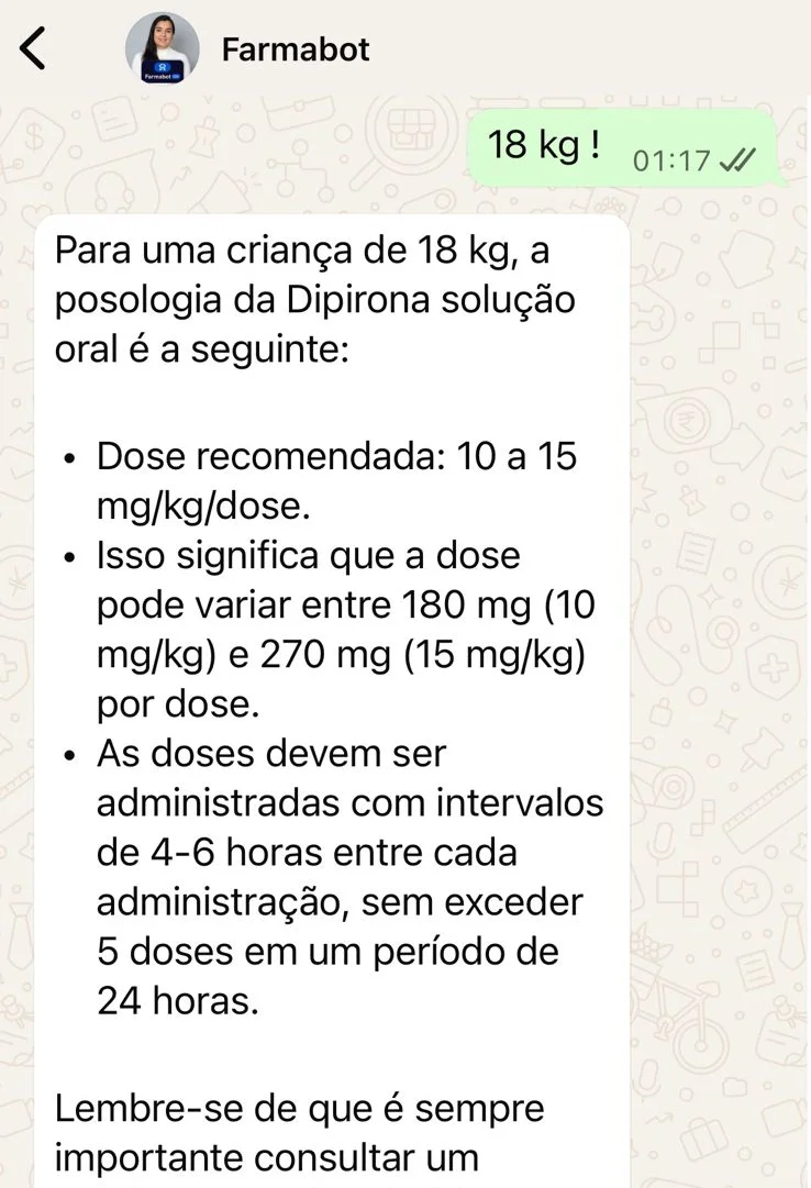 calculo de doses para crianças